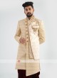 Golden Cream Silk Wedding Sherwani